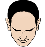 A cartoon drawing of a person's face.