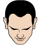 A cartoon drawing of a man's face.