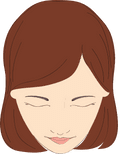 A woman with brown hair and closed eyes.